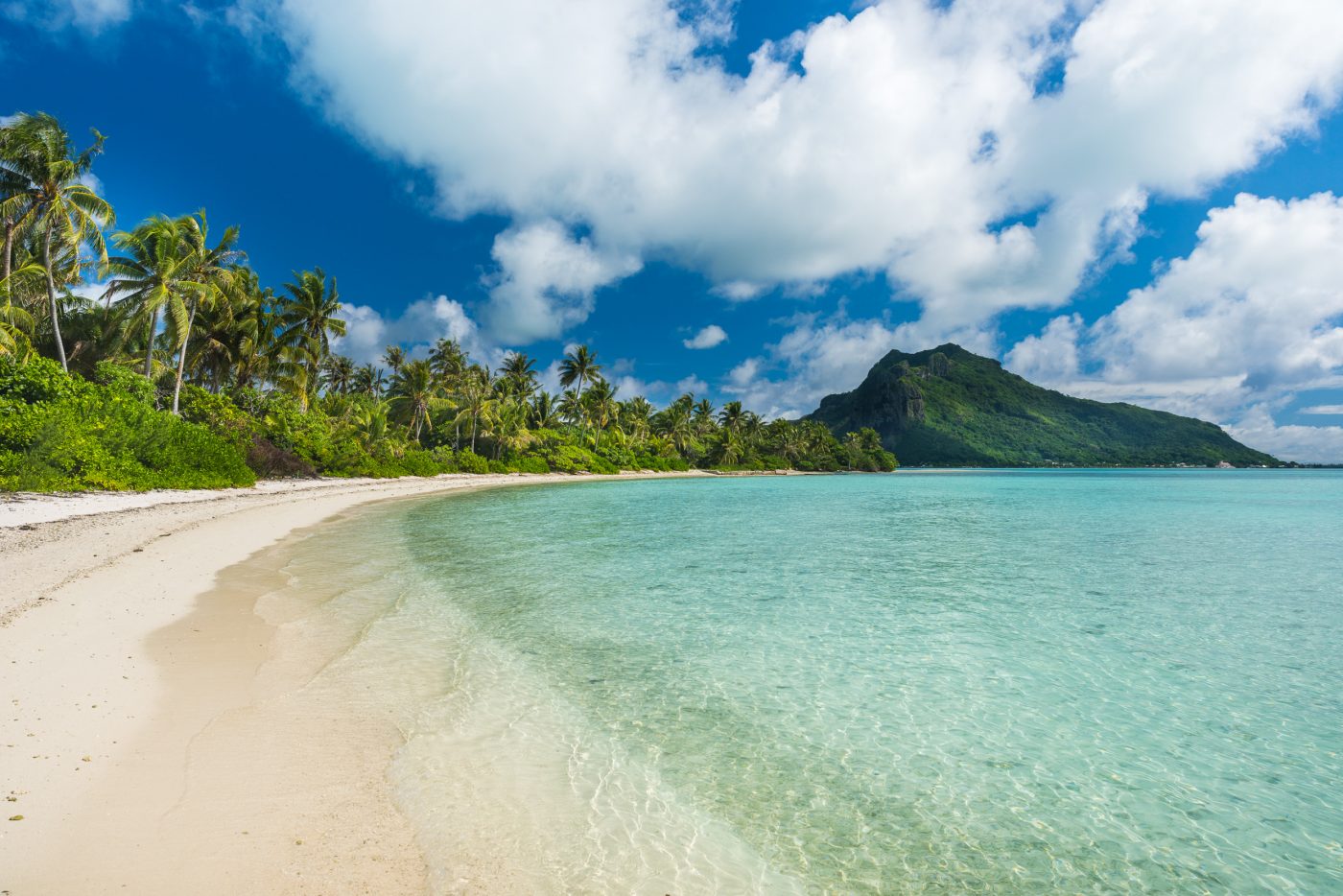 Beach and ocean of Maupiti, French-Polynesia.